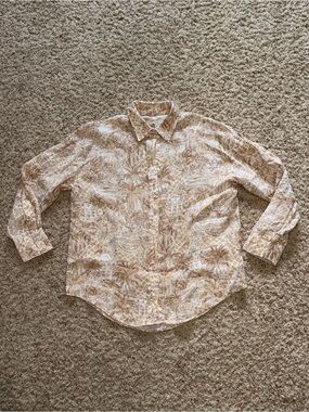 Lilly Pulitzer Palm Print Stevey Relaxed Button-Down Linen Shirt. Size S. NWT!